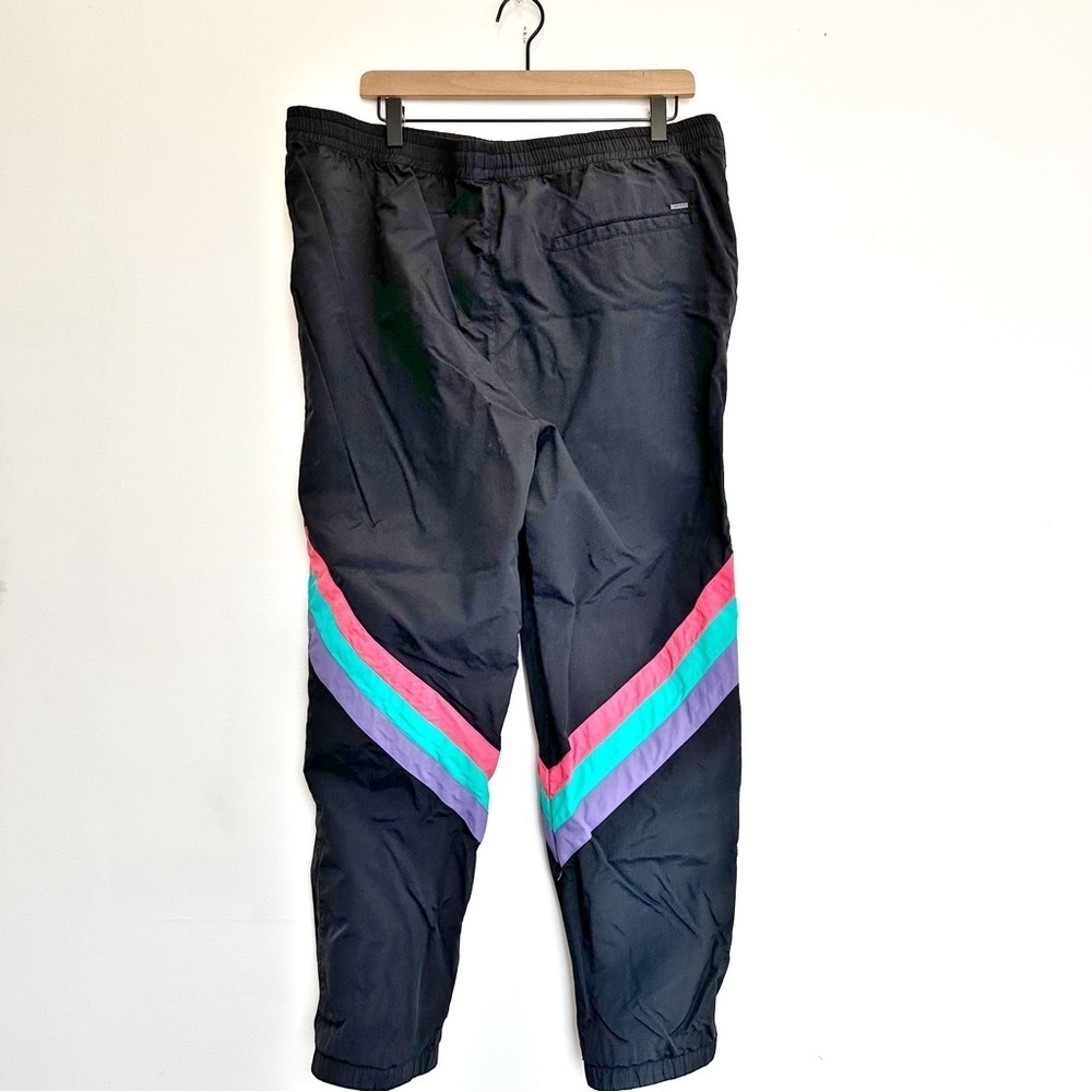 PacSun Nylon Track Pants Joggers Black XL Striped 80s 90s Active Party Dance - Picture 2 of 10